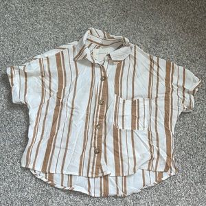 AEROPOSTALE Brown & White Button Up Shirt/Cover Up
